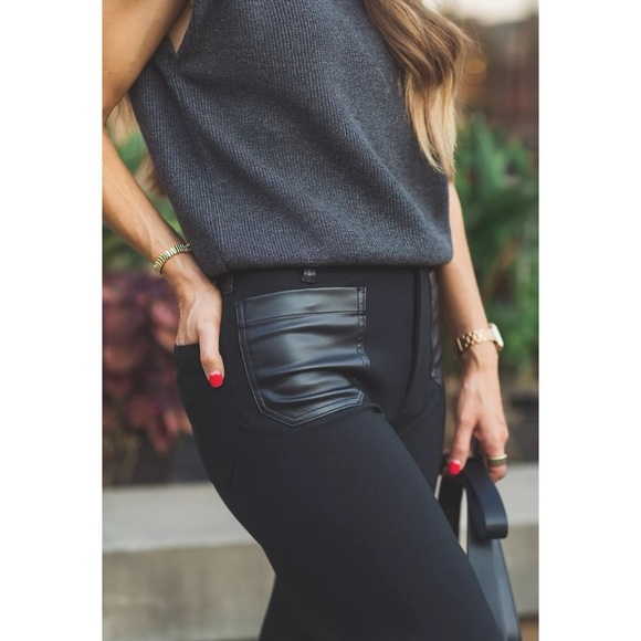 New Anthropologie The Colette Faux Leather Pocket Wide-Leg Pants Maeve Black 31 - Picture 3 of 14